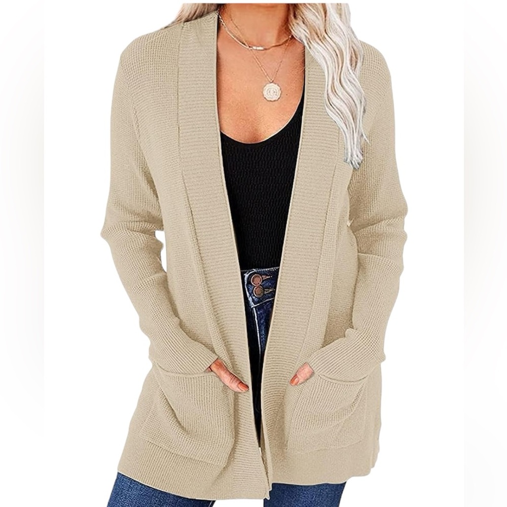 Merokeety Women's Chunky‎ Open Front Waffle Knit Cardigan Sweater Size: XXL NEW